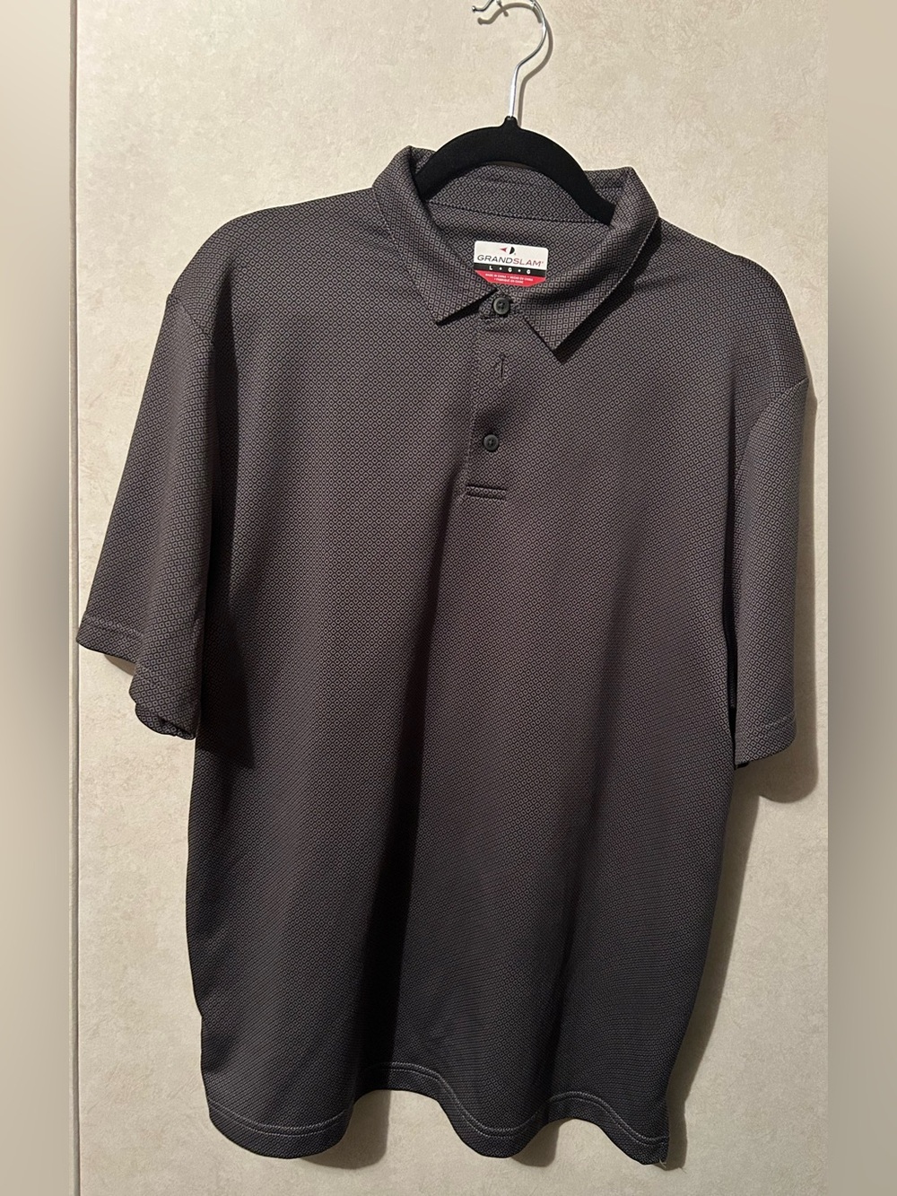 Grand Slam Large Men's Short-Sleeve Polo Shirt in Charcoal Gray
